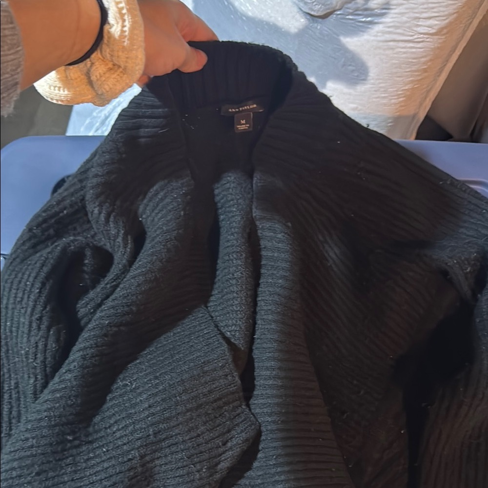 Ann Taylor Black Ribbed Cardigan